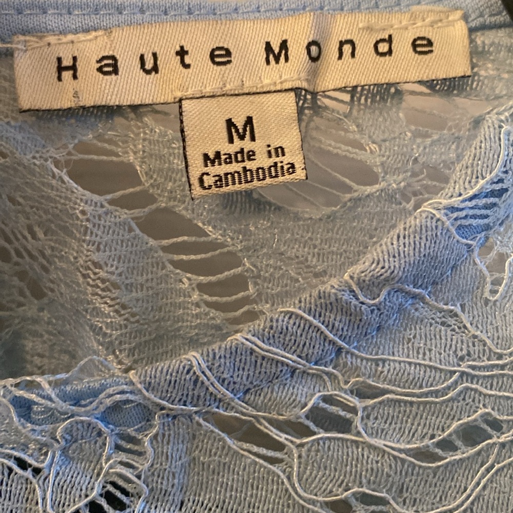 Haute Monde Light Blue Lace Blouse - Picture 10 of 11